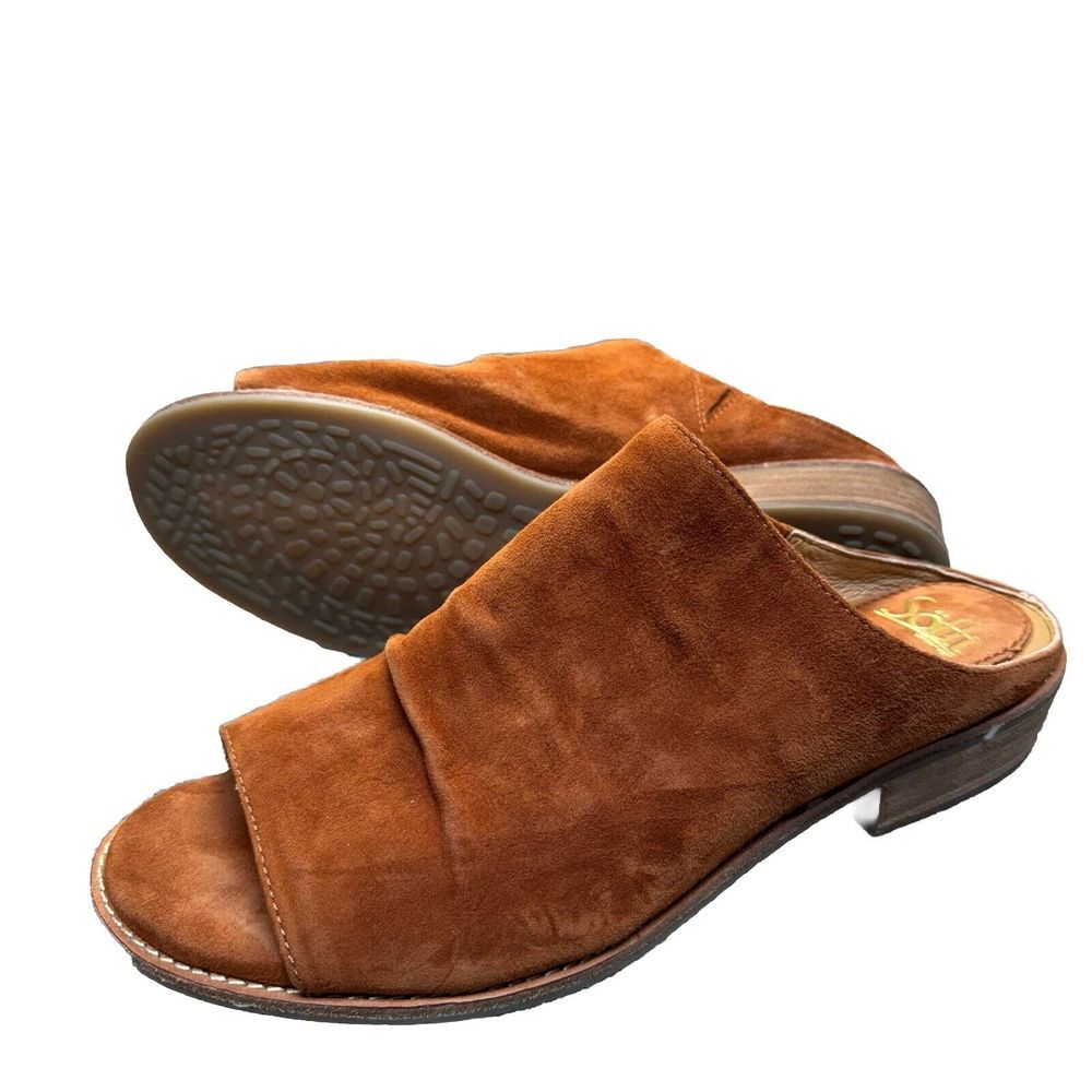Sofft Sandals Womens 10 Netta Luggage Suede Open Toe Slip On Shoes